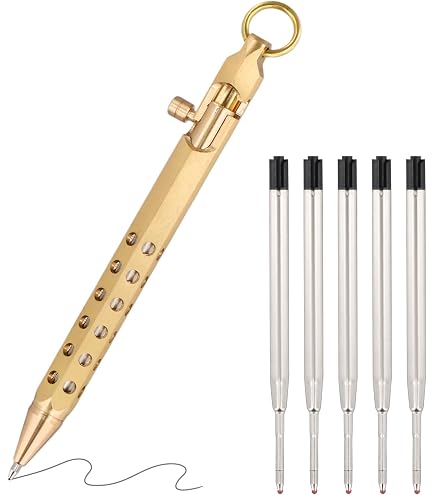 Vintage Messing Stift Mit Bolzen-Mechanismus – Retro Design, Sechseckig, Für Tinte & Elegantes Schreiben