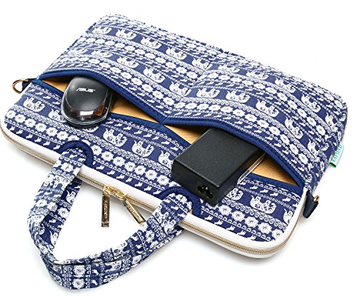 Kayond® Laptop-Tragetasche, 27,9-38,1 cm, Segeltuch, Neopren Laptop Tragetasche/Schultertasche Messenger-Bag / Aktentasche für Macbook, Acer, Dell, HP, Sony, Ausa, Samsung, Lenovo Blauer Elefant 11-11.6 inches - 3