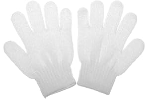 Mnixy Un par de Guantes exfoliantes para masajes de baño, Blanco, Approx. 19x14cm / 7.5x5.5inch