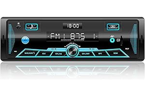 CHISMOS RDS Autoradio Bluetooth Main Libre, Poste Radio Voiture Bluetooth 5.0 avec LCD Affichage Horloge, 7 Couleurs Éclairage, 4x65W Autoradio 1 Din pour 9-24V Voiture, Supporte FM/AM/2 USB/AUX/SD/TF/MP3