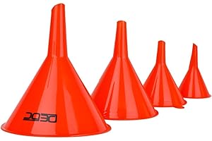 DEDC Kit de 4 Embudos de Diámetros Diferentes 4,72 Pulgadas, 3,54 Pulgadas, 2,76 Pulgadas, 1.97 Pulgadas Embudos de Plástico para Aceite Combustible Gasolina Gasóleo de Coche Moto Auto