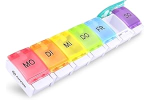 ‎AUVON AUVON Tablettenbox 7 Tage, Pillendose 7 Fächer, Medikamentenbox, frei von BPA mit einem einzigartigen Design und großen Fächern für Vitamin-, Fischöltabletten, Medikamenten oder Zusatzpräparaten
