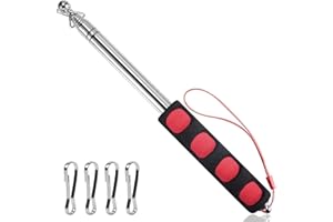 LICQIC 2.5 M Flag Stick, Telescopic Handheld Flagpoles, Portable Tour Guide Flag Pole with Lanyard and Clips, Stainless Steel Teaching Pointer Stick for Tour Guide Teaching (1 PCS)