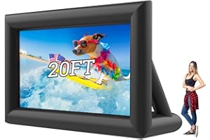 PPXIA Pantalla de película inflable para exteriores Mega proyector con soplador de aire, amarres, kit de reparación y bolsas de almacenamiento, piscina, fiesta de cine (20 pies)