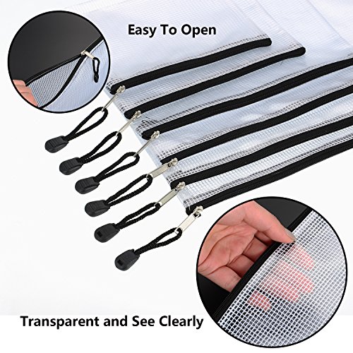 6 Piezas Bolsa de Archivo con Cremallera de Tama  os M  ltiples Carpetas de Papeles Bolsas de Archivo de Malla con Pa  o de Limpieza para Materiales de Organizaci  n  Cosm  ticos  Accesorios de Viaje