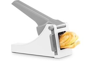 Geedel Manual French Fry Cutter for Vegetables and Fruits, Professional Potato Chipper Cutter for Veggies, Onions, Carrots, Cucumbers and More (White)