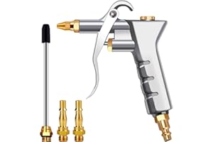 JNBGTU Air Blow Gun, Compressor Accessories - Nozzle Duster Cleaner with 2Pcs 1/4 BSP & Extension Nozzle, Airline Tools