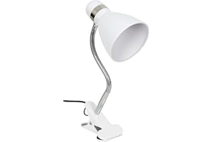 ‎BEL AIR HOME Bel Air Home - Flexo Lampe SICION mit Klemme für Schreibtisch, E27 Fassung, Metall Lampenschirm, klassischer kleiner Stil, 28x27x11cm, 475g (GLÜHBIRNE NICHT INBEGRIFFEN) (weiß)