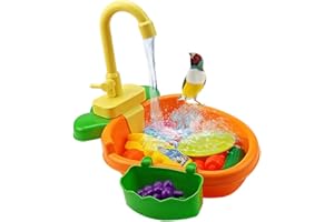 FYBlossom Bird Automatic Bathtub, Bird Feeder Pet Pool Swimming Pool Toy Bath Shower Water Dispenser for Most Birdcage Pet Parrot Budgie Parakeet Cockatiel Cage Water Shower (Orange)