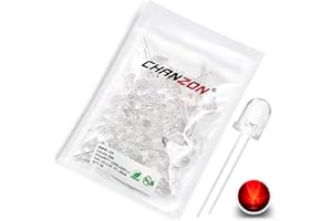 CHANZON 50 Piezas luces de diodo LED rojo de 8mm (claro redondo transparente DC 2V 20mA) Lámparas de bombilla de iluminación brillante Componentes electrónicos Diodos emisores de luz indicadora