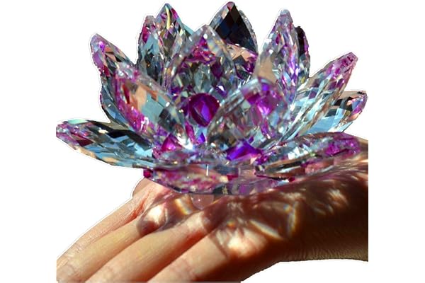 TYGJB Fine Quartz Cristal Verre Fleur De Lotus Pierres Naturelles et Minéraux Feng Shui Sphères Cristaux Fleurs pour Souvenirs De Mariage (Violet)