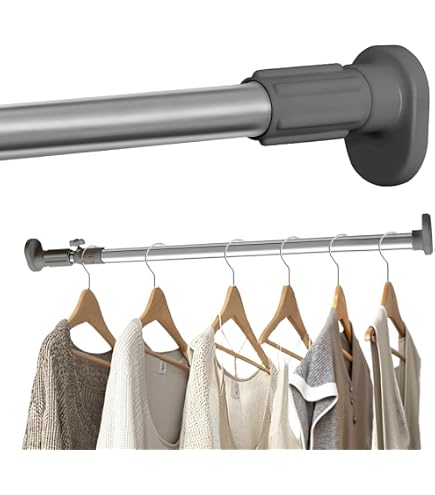 Gardinenstange Extra Lang (40-500cm) – Spannstange Ohne Bohren, Verstellbar, Mit 20 Ringen