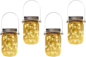 XVZ Lampada solare da giardino per esterni, 4 pezzi,in vetro impermeabile, lanterne di vetro, decorazione da giardino, per esterni, per matrimoni, feste, decorazione da parete, albero (bianco caldo)