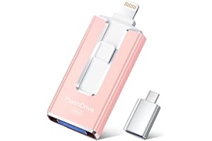 SUDEHO USB Stick 256GB for iPhone, MFi Certified Lightning Memory Stick Stable Data Transfer, 4 in1 Flash Drive for iPhone/iPad/Android/PC, Easily Back Up and Save Files, RosePink