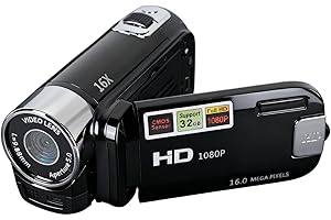 Yosoo Health Gear Videokamera Camcorder, 4K 48 MP DV Handkamera, 2,7-Zoll TFT drehbarer Bildschirm, 16 facher Digitalzoom Videokamera mit USB Kabel, Kompakter Camcorder (Black)