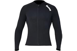 Owntop Haut de Combinaison Homme Femme - Veste en Néoprène 2mm Combinaison de Plongée à Manches Longues, Fermeture éclair Avant Plongée Thermique Natation Surf
