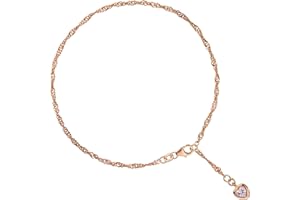 JOBO Damen-Fußkette aus 925 Silber rosegold vergoldet mit Herz-Anhänger 25 cm