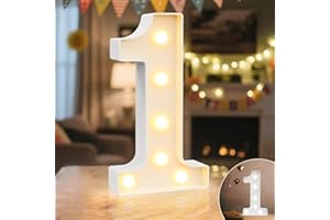 LEDIDO LED Zahlen Lampe Nummer Beleuchtete Ziffern 0 1 2 3 4 5 6 7 8 9,Warmes & Kaltes Weiß Led Leuchtzahlen für Happy Birthday Deko,Party Deko,Hochzeitsdeko,Batteriebetriebene,Desktop Wandtischdeko