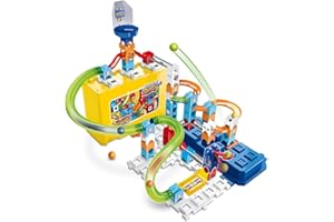 VTech - Marble Rush, Circuit à Billes Build & Store Box Set M400, Jeu de Construction et Boîte de Rangement, 65 Pièces, 5 Billes, Cadeau Enfant Dès 4 Ans - Contenu en Français