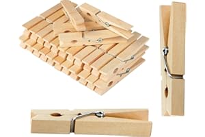VITA PERFETTA Wäscheklammern aus Holz, langlebig, umweltfreundlich, Wäscheklammern zum Aufhängen von Kleidung (9 cm), 24 Stück