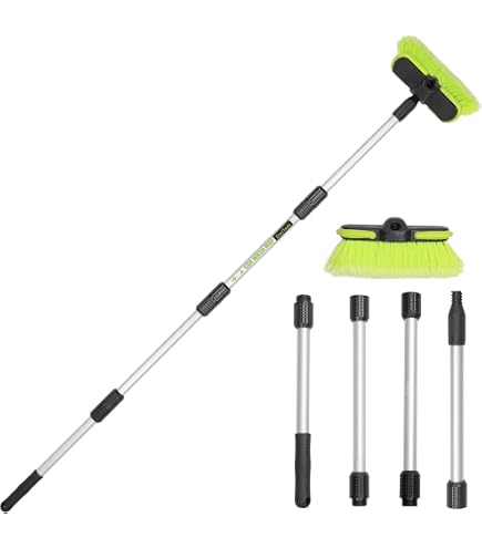 Brosse Telescopique Toiture avec Poignée Longue, Brosse de Lavage de Noiture Rotative à 360°, Kit Lavage de voiture à Mousse Automatique avec Brosse de Nettoyage, Pistolet de Nettoyeur Haute Pression