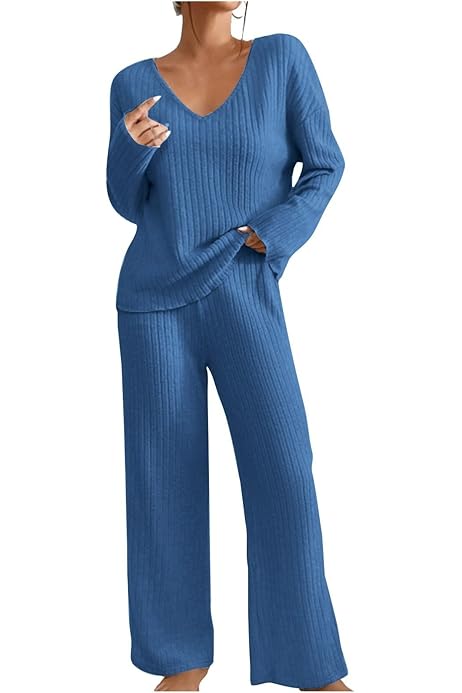 Schlafanzug Damen 2-teilig - Baumwolle Hausanzug Set Für Gemütliche Stunden