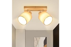 Lichtmaler Kinkiety Wnętrze Drewno E14 - Lampa Sufitowa Sypialnia Retro 2 Reflektor Orientable Wnętrze Rustykalny Przemysłowy Do Salonu Kuchni Jadalni Przedpokoju, Żarówka NIE W zestawie