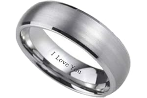 BESTTOHAVE Mens Titanium Ring 7mm Wide Small Engraved Inside With I Love You Classic Unisex Wedding Engagement Comfort Fit Jewellery Band Ring