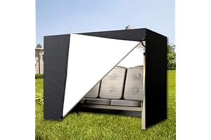 miuline 3 Seater Garden Swing Seat Cover, Protective Covers for Garden Furniture, Garden Hammock Cover, Heavy Duty Swing Chair Cover, Waterproof Windproof Dustproof (220 * 125 * 170cm，Black)