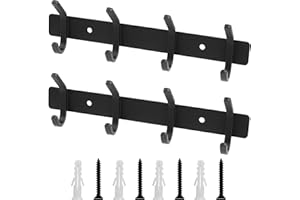 Xingwenhao 2 Pcs Coat Hooks Wall Mounted, Black Coat Hooks for Wall Coat Racks for Wall, Heavy Duty Metal Wall Hanger 4 Hooks for Hat Towel Bag Robe Coat Hangers Clothes Hooks Key Hooks, with Screws