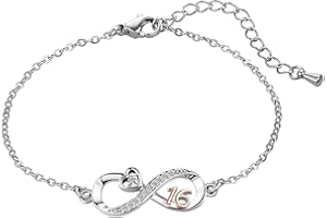 ZakiaHo 12 13 16 18 21 30 40 50 60 70 Birthday Gifts for Women Girls Dainty Adjustable Love Heart Infinity Rose Gold Plated Clear Crystal Bracelets