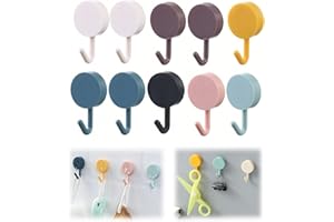 Supecesorio Self Adhesive Hooks, 10 Pcs Stick on Wall Adhesive Colorful Mini Hooks, No Drilling or Nails, Hooks for Key, Bath Towels, Kitchen, Ceiling, Wall, Bathrobe, Door,Towel, Coat