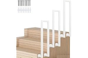 COZYKIMO Poręcz schodowa w kształcie litery U, wewnątrz, czarna, poręcz do schodów zewnętrznych, poręcz zewnętrzna, poręcz schodowa 35-110 cm, poręcz schodowa z kutego żelaza, montaż boczny (biała, B, 100 cm)