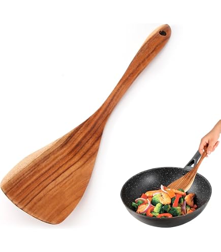 5 PZ CUCINA POSATE IN LEGNO CUCINARE SPATOLA CUCCHIAIO FORCHETTA 67374