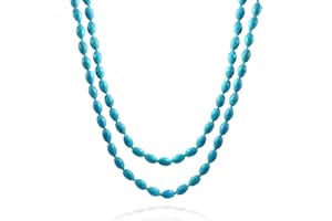 BLING JEWELRY Extra Long Endless Wrapping Layering Beaded Seed Oval Shape Strand Purple Red Blue Turquoise Simulated Gemstone Necklace Western Jewelry For Women 50 Inch