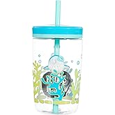 Contigo Y&uuml;zen K&ouml;pek Balığı Pipetli Tritan Bardak 470 ml, Mavi