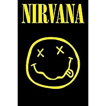 Poster Nirvana - Logo Iconique Smiley - 91x61 Cm - Papier Glacé Qualité Supérieure - Déco Murale