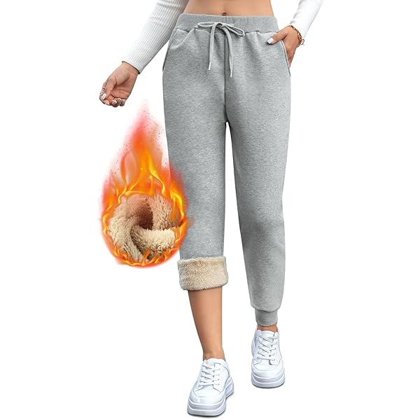 PASUDA Fleece gevoerde joggingbroek voor dames, winter, warme sherpa