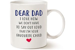 THIS MIGHT BE WINE Father's Day Gifts Funny Coffee Mug for Dad, Dear Dad I'm Your Favourite Child Coffee Mug, Gift for Dad Father Porcelain Cup, White 11 Oz