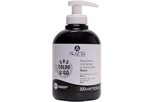 A ALAMA Professional Alama Professional S.O.S Color&Go Maschera Colorata Nera, Nutriente, Ravvivante, Riflessante e Tonalizzante per Capelli Naturali, Colorati e Con Mèches, 300 ml