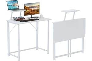 Lvhecforhm Mesa de Escritorio Plegable, Blanco, con Soporte pequeño, Mesa para Ordenador y portátiles para Estudio, Casa Oficina 80x45x74 cm