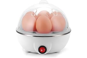AEX Electric Egg Boiler & Cooker - 3 in 1 Egg Cooker Electric with Auto Off | 7 Egg Capacity Boiled Egg Maker for Soft, Medium, Hard Boiled Eggs - Multifunctional Egg Boiler Machine (White)