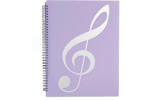 MUROAD Cartella per spartiti musicali formato A4, consente annotazioni, elimina i riflessi, 60 pagine a spirale, raccoglitore per spartiti musicali, colore: viola