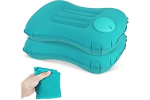 GOOPOOL Inflatable Pillows for camping 2 pack，Inflatable Travel Pillow for Adults，Blow up Inflatable Camping Pillows，Ultralight with Storage Bags for Beach/Camping (Blue)