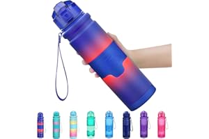 ZOUNICH Botella Agua Deporte Botellas Agua Niños sin BPA, Reutilizable Tritan Plástico Ecologica con Filtro, 400ml/500ml700ml/1l, Cantimploras para Gimnasio, Bicicleta, Colegio, Oficina, Viajes