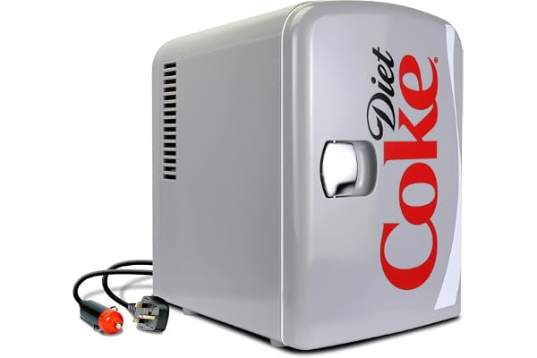 Koolatron Coca Cola Mini Frigo de Chambre 4L / 6 Canettes dessus de table Portable Petit Frigo Thermoélectrique (Gris)