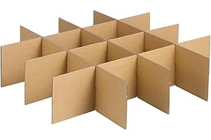 OUNONA Set Di 6 Divisori in Cartone Per Scatole Di Spedizione, Divisori Per Vetreria, Protezione Antiurto, Facile Da Usare, Riutilizzabile, Cachi, Dimensioni 33.5x8x0.3cm, Scomparti 8.2x8.2x8cm