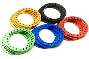 ZuoLan 4 Piece 2.2 Inch Beadlock Alloy Wheel Ring for 1/10 RC Crawler Model Car Wraith 2.2 Inch Rim (Red)