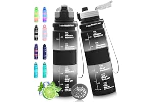 Expansea Bouteille d'eau, Gourde 500ML/1L, Gourde Sport avec Marqueur de Temps et Filtre, sans BPA Convient pour Le Sport, bureau, course à pied, l'ecole, Le Bureau, en Plein air