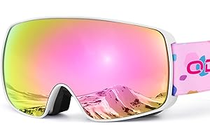 Odoland Lunettes de Ski Masque de Snowboard pour Enfants-Anti-UV400, Anti-Buée, Coupe-Vent, Lunettes de Protection avec Grande Lentille OTG Sphérique étanche